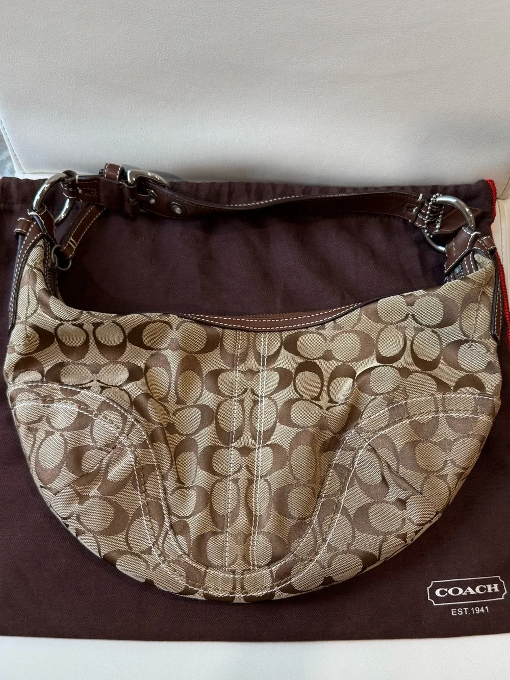 Vintage Coach Soho Signature Hobo Bag Canvas/Leather Brown 10074 Y2K